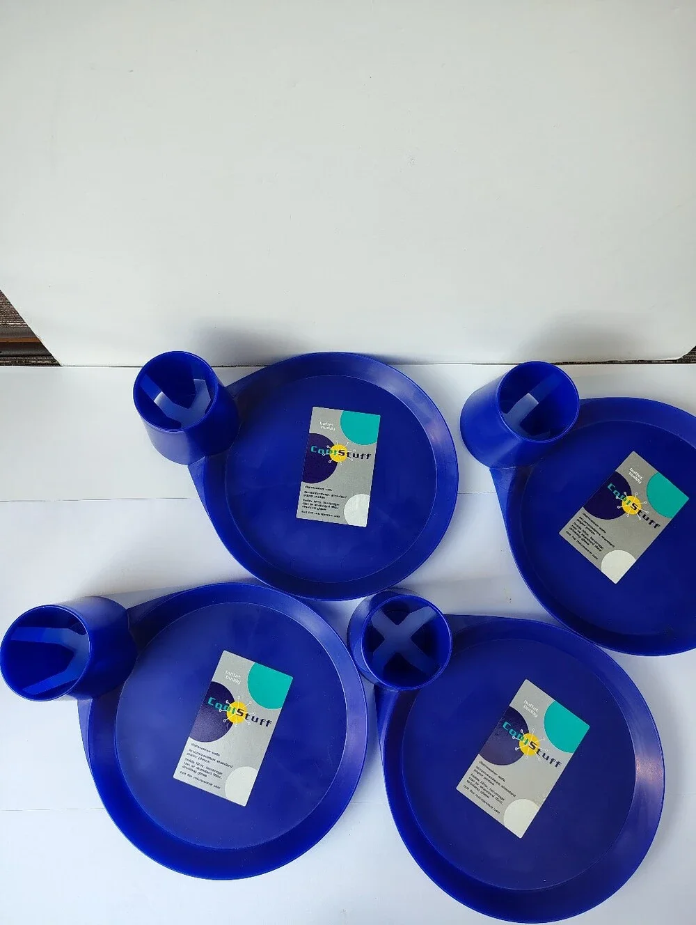 Buffet Buddy Plate and Cup Holders Dayton Hudson 1999 Blue NEW W/Tags Set Of 4